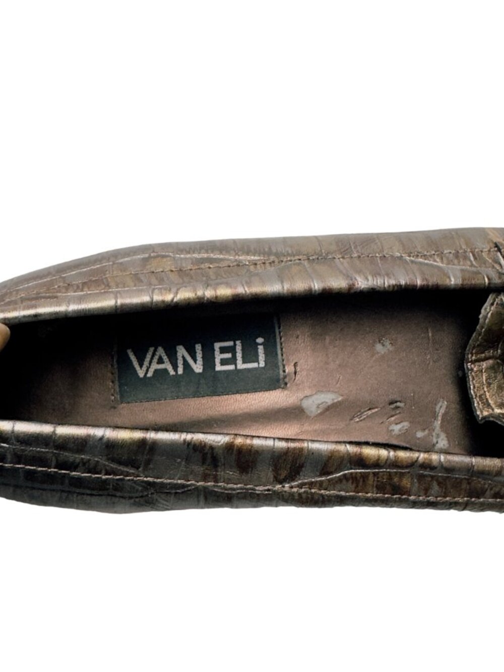 Women’s Shoes VAN ELI Bronze Leather Croc Embossed Loafers  Size 8N - Picture 10 of 12